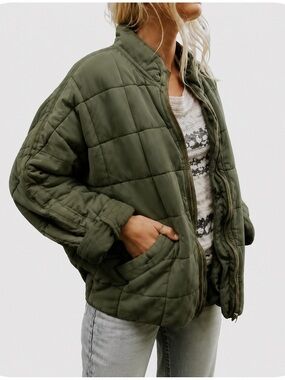 Kovari Sloan quilted comfort jacket - Olive Quilted Puffer Jacket